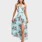 Lapa Plus Women's Vacation Floral Chiffon Halter Dress With Lining - Lapa plus
