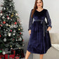 Lapa Plus Women's Party Elegant Velvet Pocket Dress