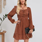 Lapa Plus Women's Square Neck Long Sleeved Pleated Dress