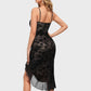 Lapa Plus Women's Black Floral Asymmetrical Camisole Dress