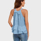 Lapa Plus Women Halter Neck Pleated Vest Tank Top Holiday Casual Camisole Blouse Shirt