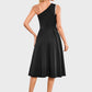 Lapa Plus Women's Elegant Sloping Shoulder Black Dress