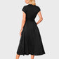 Lapa Plus Women's Bead Piece Waist Cinching Lace Up Big Swing Dress