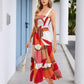 Lapa Plus Women's Bohemian Printed Pleated Camisole Dress