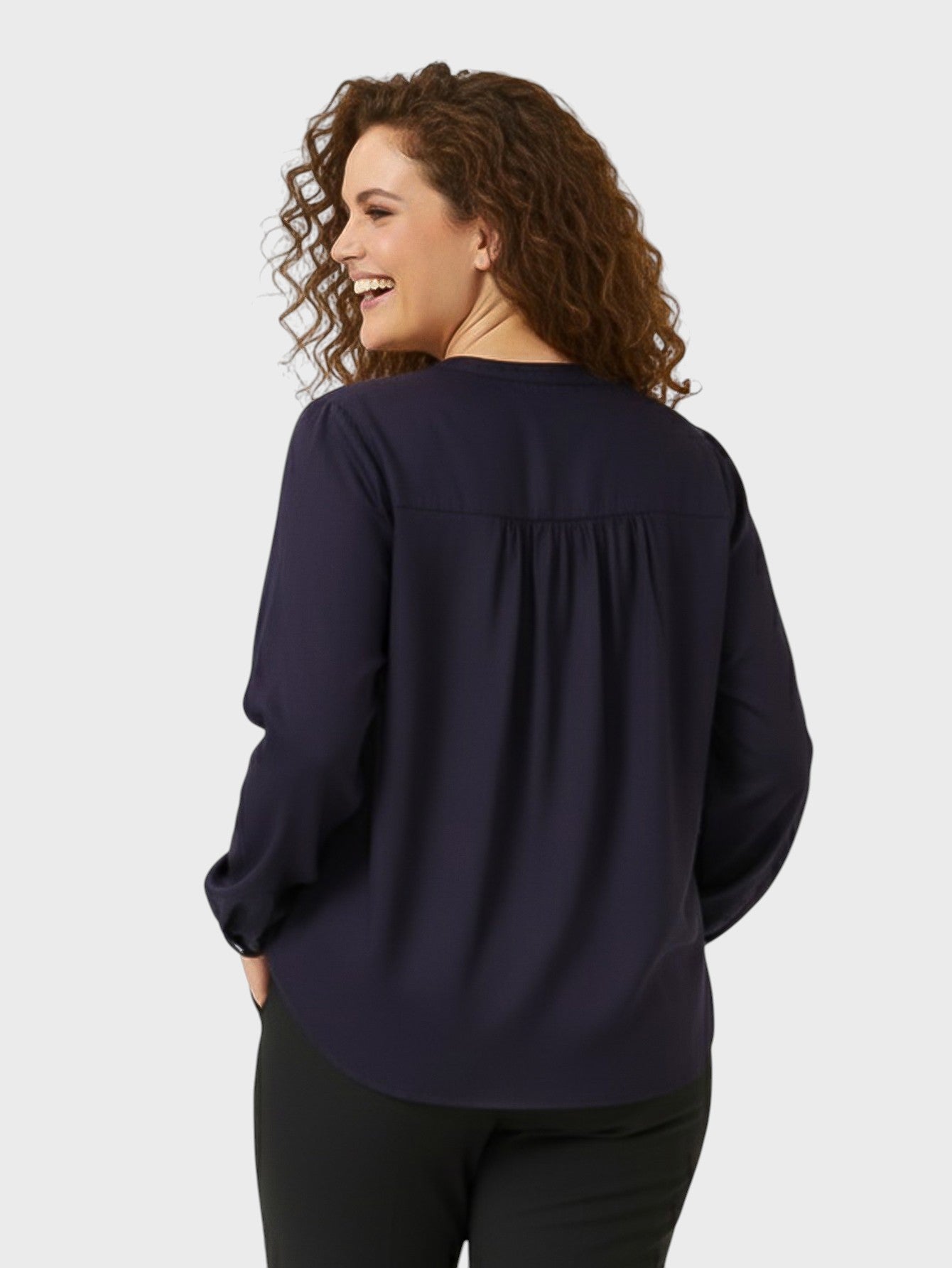 Women's Basic Crewneck Button - Front Top - Lapa plus